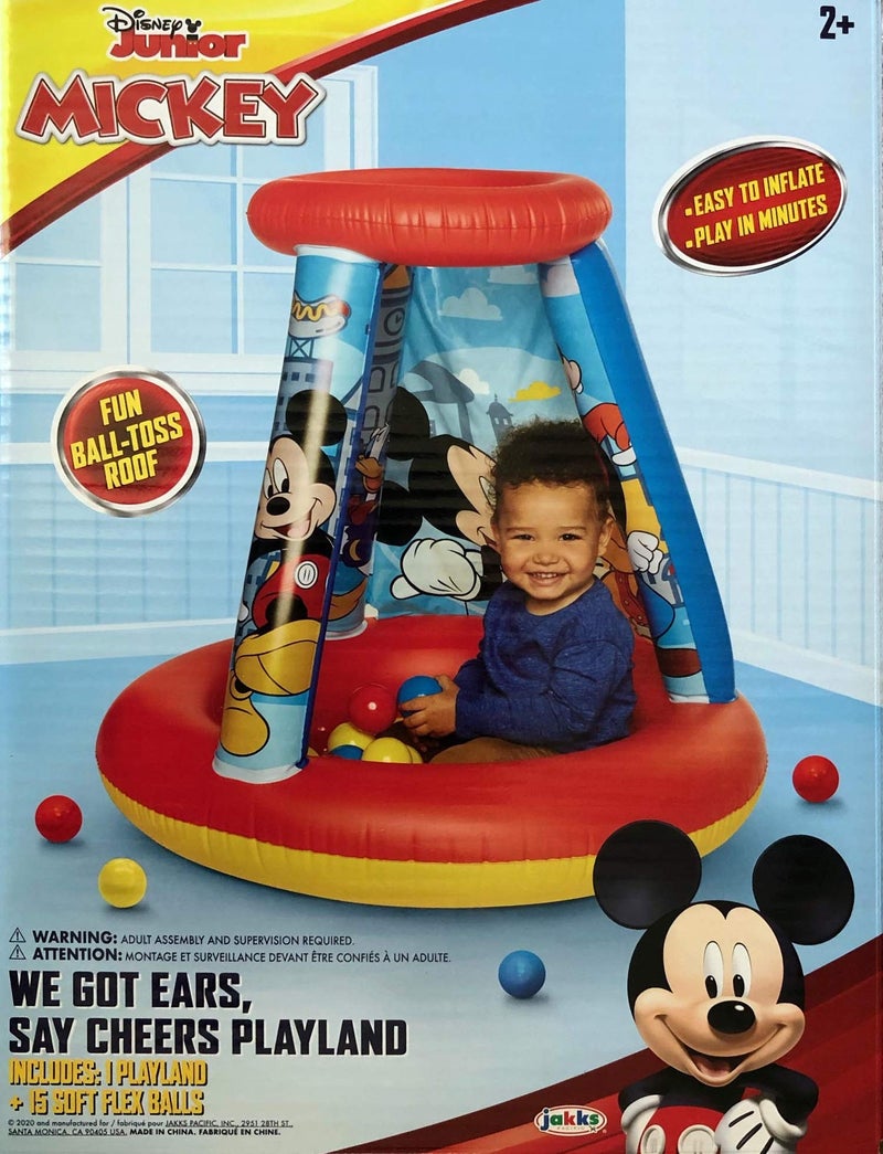 MICKEY MOUSE بركة كرات ميكي ماوس للأطفال، 1 قابلة للنفخ و15 كرة مرنة ناعمة - Image 3